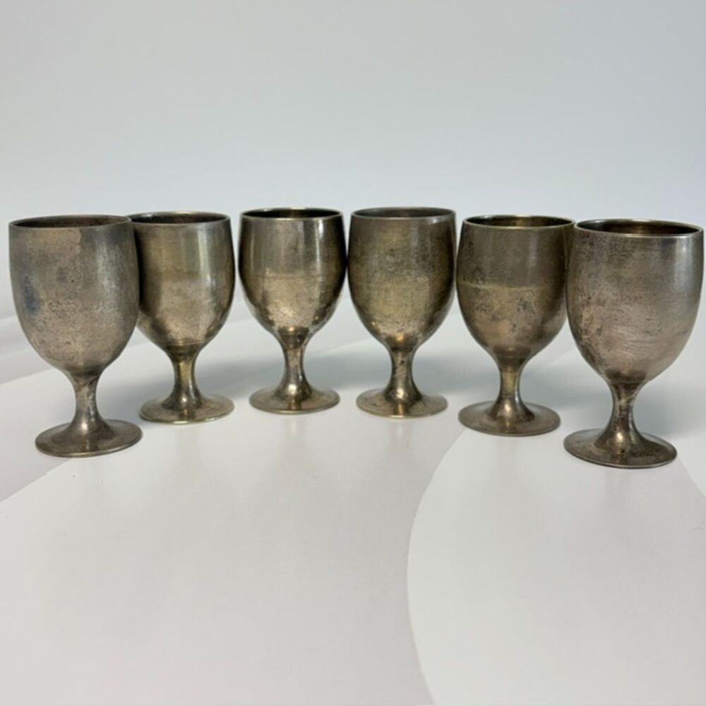 Vintage Leonard EPNS Silverplate Cordial Goblets Set of 6 Made in India
